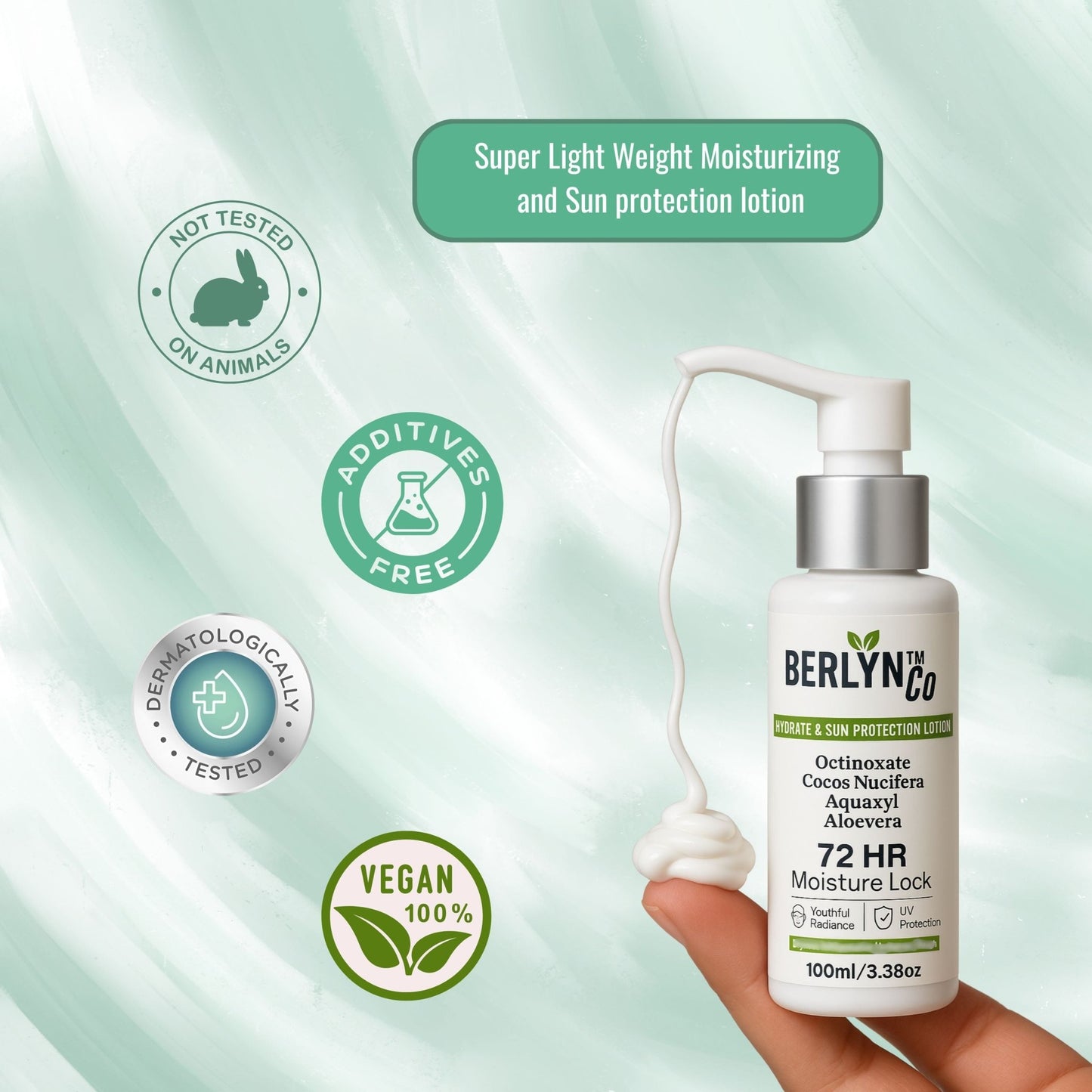 BRLYNCO HYDRATE AND SKIN PROTECTION LOTION | Patented Aquaxyl | UVA/UVB Protection - Berlynco