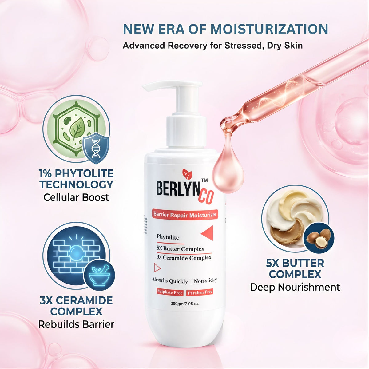 Berlynco Barrier Repair Moisturizer With Phytolite, 5X Butter Complex & 3X Ceramide Complex 200 g - Berlynco
