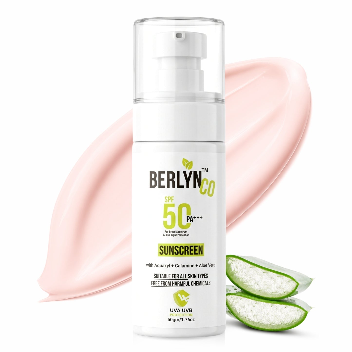 daily skin tinted sweat resistant sunscreen with calamine & Aquaxyl and aloe vera I spf 50+ | PA+++ - Berlynco