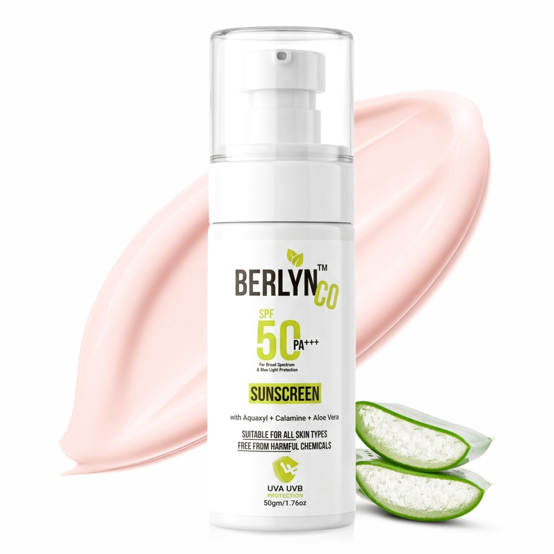 daily skin tinted sweat resistant sunscreen with calamine & Aquaxyl and aloe vera I spf 50+ | PA+++ - Berlynco