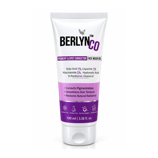 BERLYNCO Pigment & Spot Corrector Face Wash Gel with 1% Kojic Acid, 1% Liquorice & 2% Niacinamide – 100 ml - Berlynco