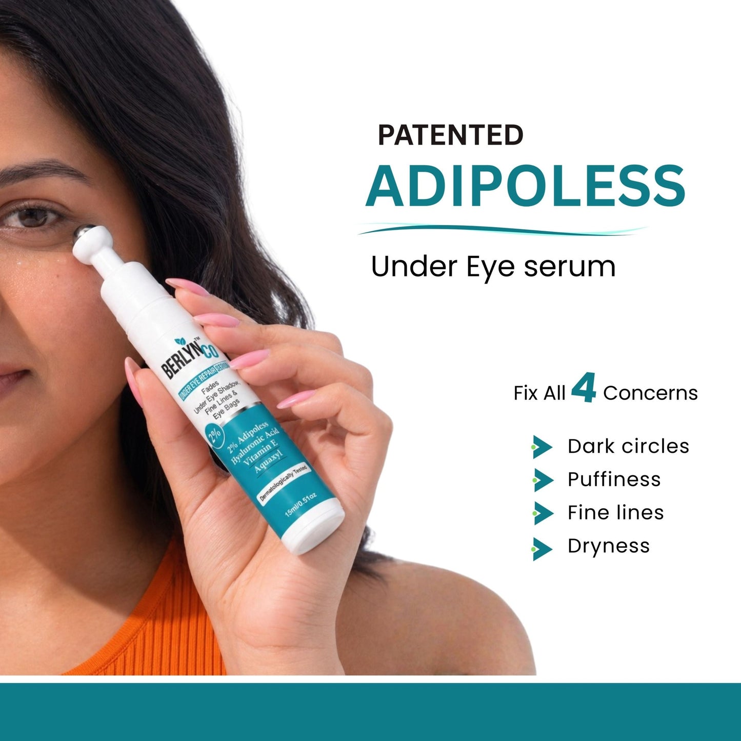 Berlynco Advanced Under Eye Repair Serum for Puffiness, Dark Circles & Fine Lines | 15 ml roll on - Berlynco