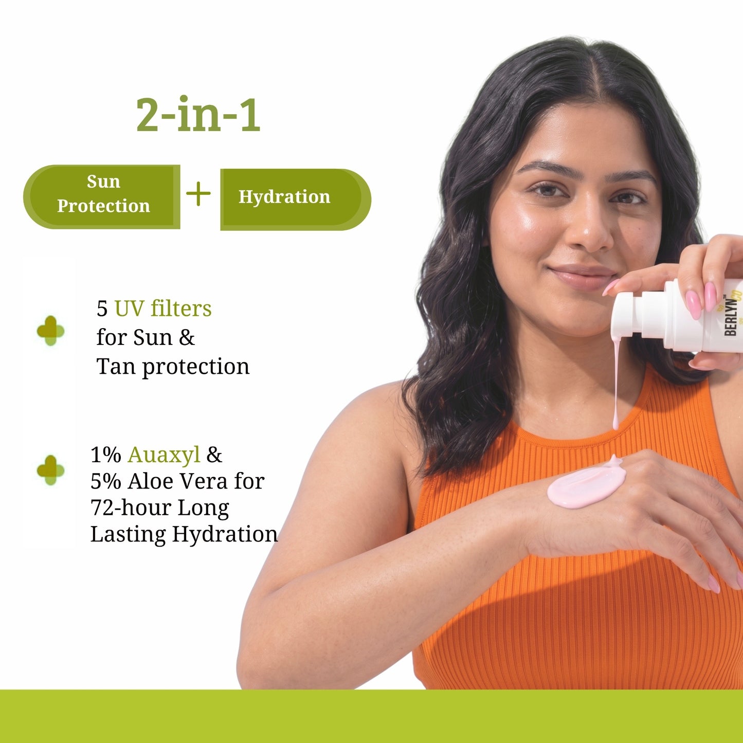 daily skin tinted sweat resistant sunscreen with calamine & Aquaxyl and aloe vera I spf 50+ | PA+++ - Berlynco