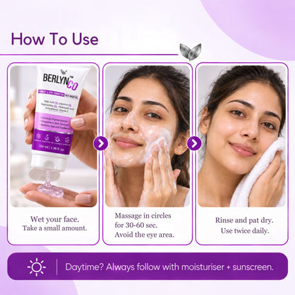 BERLYNCO Pigment & Spot Corrector Face Wash Gel with 1% Kojic Acid, 1% Liquorice & 2% Niacinamide – 100 ml - Berlynco