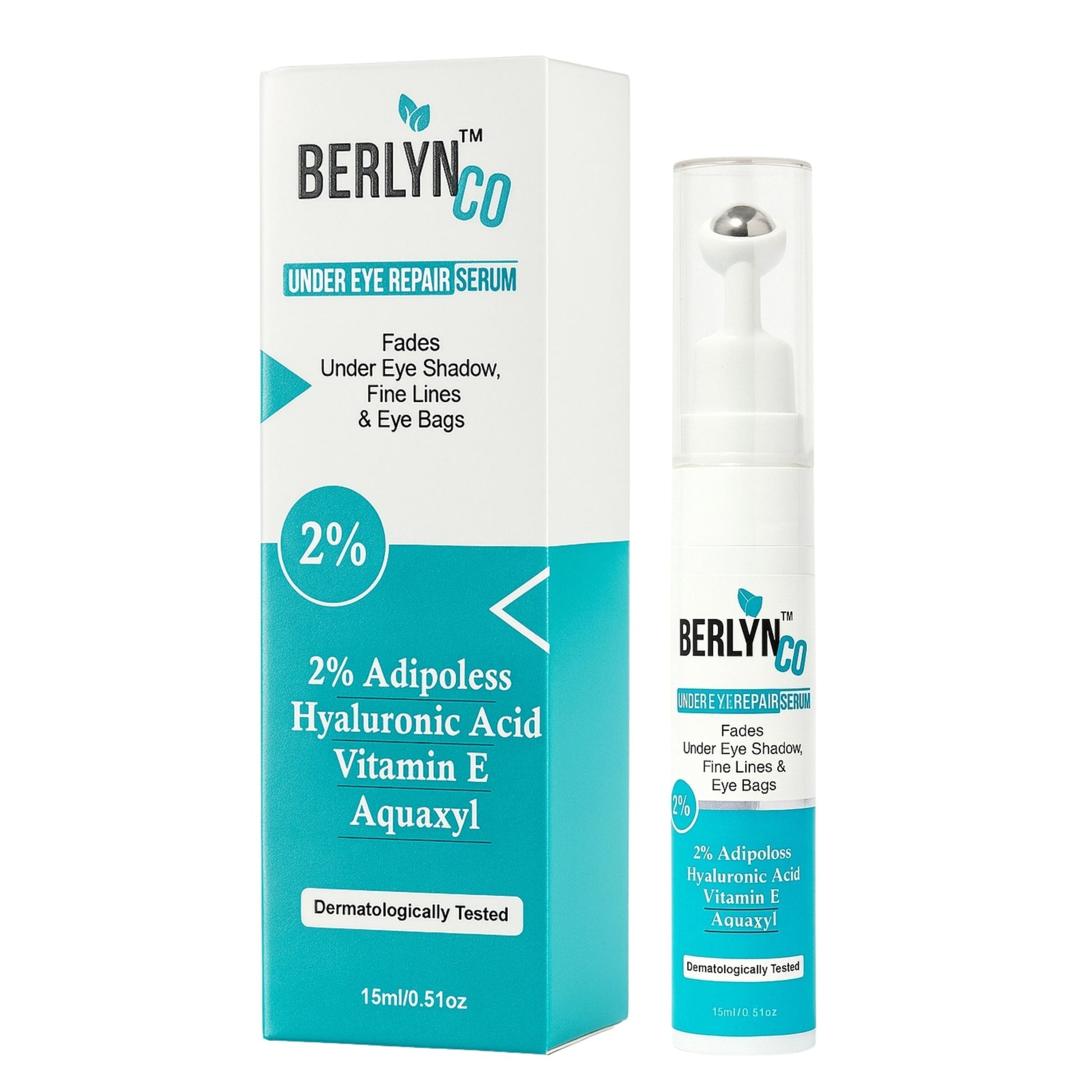 Berlynco Advanced Under Eye Repair Serum | Clinically Proven | Reduces Puffiness, Dark Circles & Fine Lines | Dermatologist Tested 15 ml roll on bottle - Berlynco