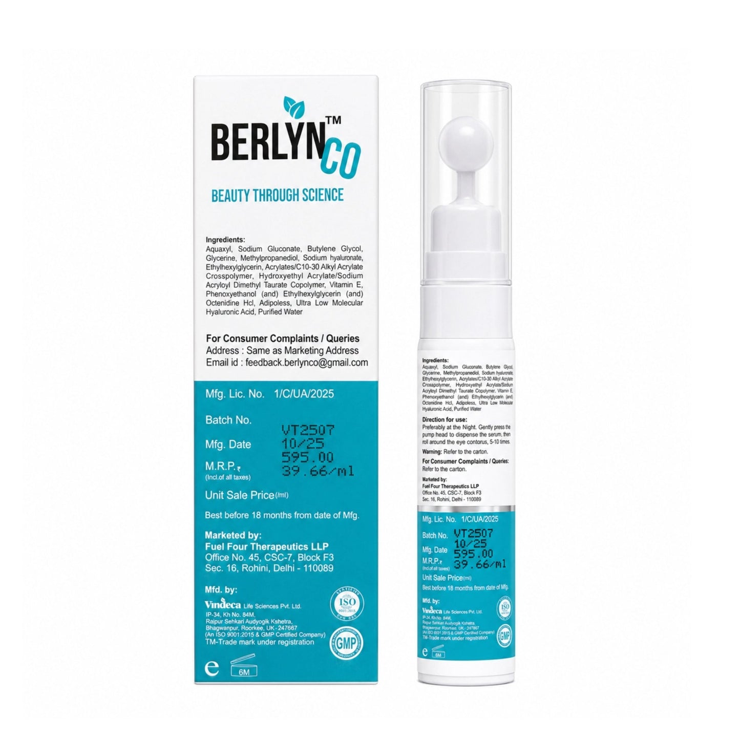 Berlynco Advanced Under Eye Repair Serum for Puffiness, Dark Circles & Fine Lines | 15 ml roll on - Berlynco