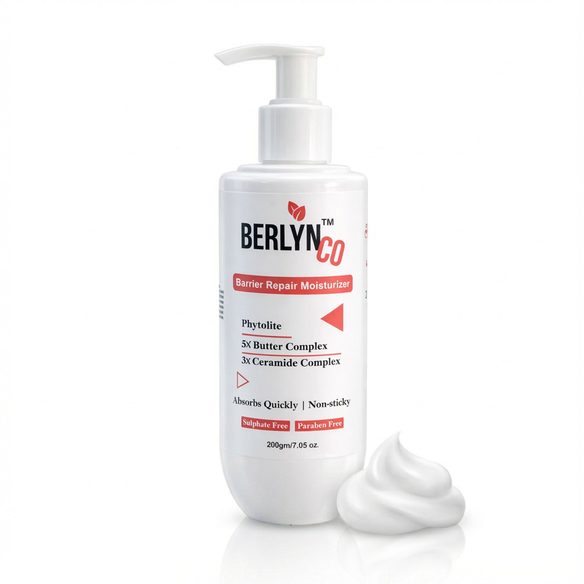Berlynco Barrier Repair Moisturizer | With Phytolite, 5X Butter Complex & 3X Ceramide Complex | Fast Absorbing, Non - Sticky | Sulphate & Paraben Free | 200 g - Berlynco